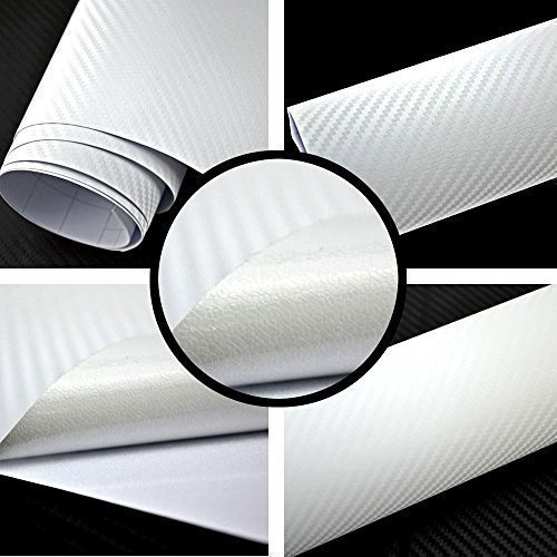 TipTopCarbon 6,57€/m² 3D Carbon Folie weiß BLASENFREI 1m x 1,52m mit Luftkanäle Autofolie selbstklebend