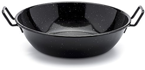 Zinel 4506 Pan Kadai/Wok with Handles, Enamel, Black/White Dots, 30cm