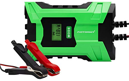 Motorkit MOTOR16520 Batterieladegerät mit LCD Anzeige, 6A, für Bleibatterien, mit intelligentem Ladesystem