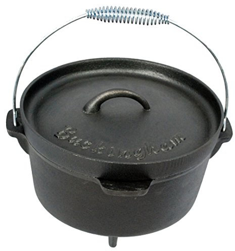 Buckingham Pre-Seasoned Cast-Iron Camp Dutch Oven 4 Litre, Black