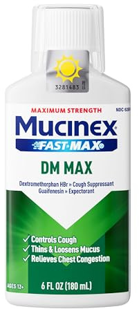 Mucinex DM Max Liquid Cough & Cold Medicine for Adults, Cold and Flu Medicine for Excess Mucus Relief, Guaifenesin, Dextromethorphan Expectorant & Decongestant for Adults, Dr Recommended, 6.0 Fl Oz