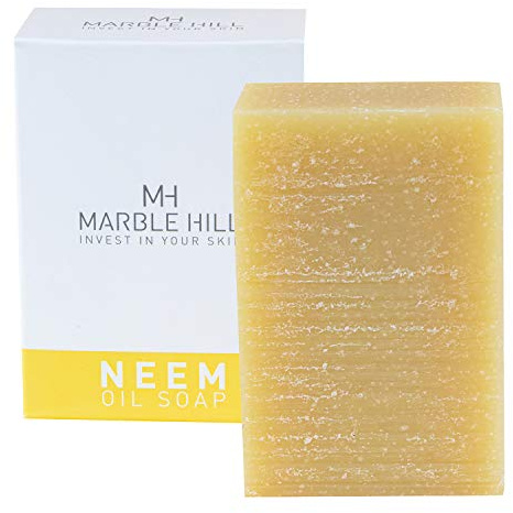 Neem oil soap bar for Sensitive Eczema Prone Skin. Shea butter Moisturises Dry Itchy Irritated skin, Psoriasis Daily use Whole body, All ages. Formulated by Medical Doctor Marble Hill 100g