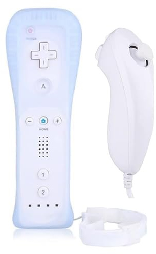 OSTENT Télécommande 2 en 1 intégrée à Motion Plus + Nunchuk pour Nintendo Wii Game - Blanc