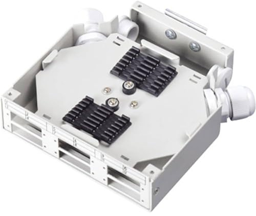 DIGITUS LWL Spleißbox – Für 6 SC Duplex Kupplungen – Unbestückt | Hutschienen-Montage – Mit Spleißhalter – 6 Port – Stahlgehäuse – DIN-Schiene – Grau