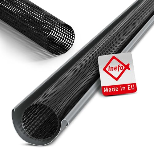 INEFA Grille anti-feuilles 125-180mm x 2m Noir plastique | Protection anti-feuilles pour gouttières, grille en polyéthylène, protection de gouttière