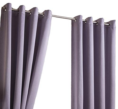 Sateen Woven Blackout Mauve Ring Top / Eyelet Unlined Readymade Curtain Pair 45x72in(114x182cm) Approximately By Hamilton McBride®