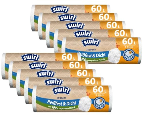 10x Swirl Zugband Müllbeutel 60L (10 stk./Rolle)