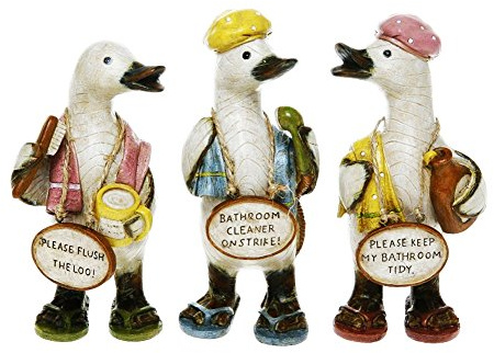 Davids Ducks Complete Set of 3 Bathroom Rules Gossiping Duck Ornaments