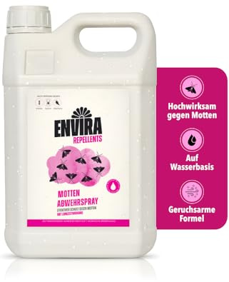 Envira Mottenspray 5 Liter - effektiv gegen Lebensmittel- & Kleidermotten | Mottenschutz, Anti Motten Spray für Kleiderschrank, Küche und Wohnung - dezenter Zitrusduft, geruchsarm