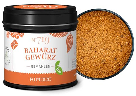 Rimoco N°719 Bio Baharat Gewürzmischung - Typisch orientalische Würzmischung, würzig & pikant mit milder Schärfe | Bio Anbau (DE-ÖKO-007) | 60g in eleganter Gewürzdose mit Aromadeckel