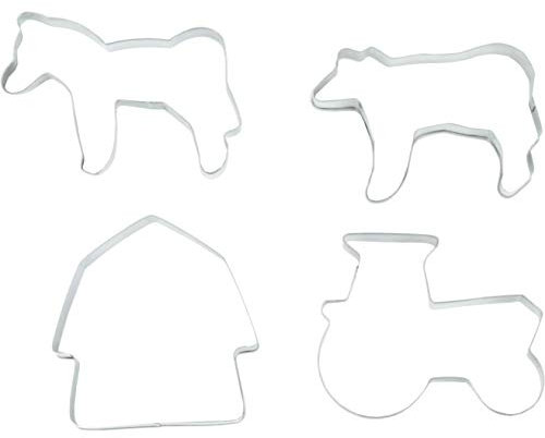 4 Ausstecher Plätzchen Bauernhof Ausstechformen Pferd Kuh Haus Traktor