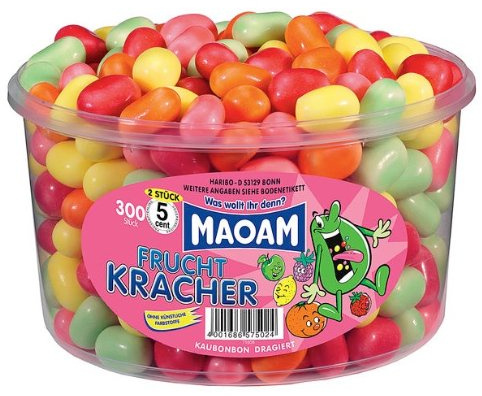 Haribo MAOAM Frucht Kracher, 1,2 kg Vorratsdose mit bunten Dragées und prickelnder Brausefüllung – Perfekt zum Teilen, Feiern & Naschen