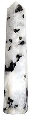 Jet International Women's Genuine Exquisite Rainbow Moonstone Obelisk Tower Jumbo 8 Facet Aura Rock Crystal Natural Polished Earth Spirit Balance Point Gemstone Spiritual Chakra Balancing Psychic
