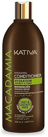 Kativa Macadamia Acondicionador Nutritivo 500 ml | Hidratación, Suavidad y brillo | Cabello Seco y Deshidratado | Acondicionador Pelo| Omega 3 y 6 y Vitamina D