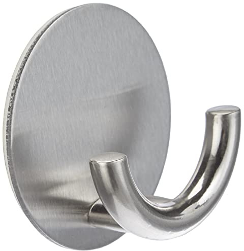 WENKO Küchen- und Wandhaken Rondo, Selbstklebender Haken aus rostfreiem Edelstahl zum Befestigen ohne Bohren, (B/H x T): Ø 5,3 x 2,5 cm, Silber