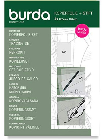 Burda Style Kopierset: Kopierfolie und Stift | Zum Abpausen | 4 Blätter 122 x 100 cm, Einheitsgröße