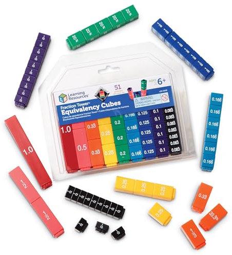 Learning Resources Torre de Cubos de Fracciones – Juego Educativo para Niños 6+ Años – Aprende Fracciones y Equivalencias con Material Manipulativo – Regalo Navidad