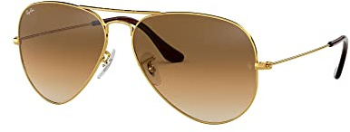 Ray-Ban RB3025 Classic Aviator Sunglasses, Gold/Clear Gradient Brown, 58 mm