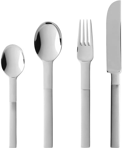 Gense Nobel Besteck Set 4 Personen, 16 Teiliges Besteckset, Essbesteck Set aus Mattem & Glänzendem Stahl, Spülmaschinenfest, Skandinavisches Design