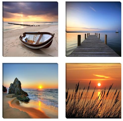 Visario Bild auf Leinwand 6608 Natur 4x30 x 30 cm 4 Teile Bilder fertig gerahmt auf echtem Holzrahmen. Ausführung Kunstdruck als Wandbild.