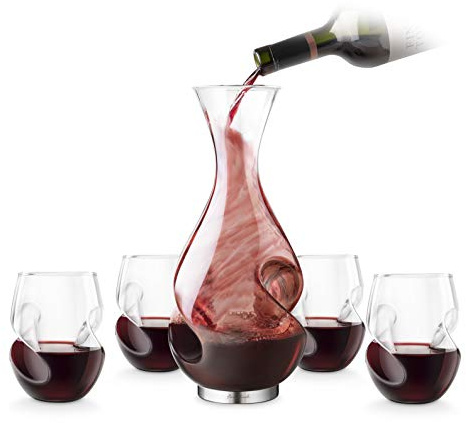 Final Touch Conundrum Red Wine Drinking SET Conundrum Carafe à Red Wine Aerator & Carafe à DECANTER Serving Set Aérateur de vin & DÉCANTEUR Ensemble de service Verres à vin rouge 473ml - Boxed Set exclusif Cadeau