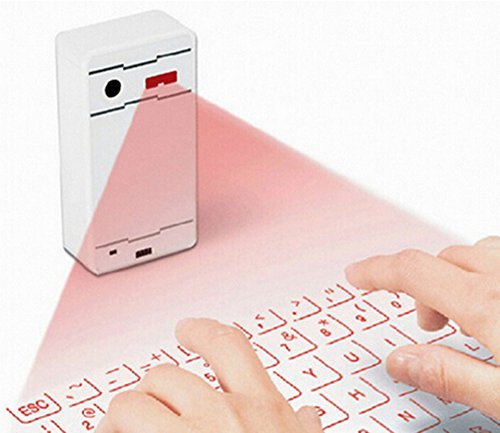 ESupFly - Clavier virtuel laser portable et souris bluetooth, sans fil - Pour Apple iPhone, iPad, Samsung, smartphones Android et tablettes, ordinateurs portables, PC blanc