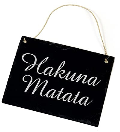 Hakuna Matata Schild graviert Schiefer Lebensweisheit Schiefertafel Türschild 22x16cm | Dekolando