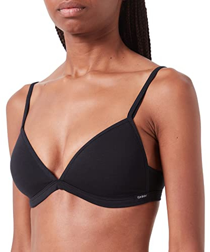 Skiny Dam triangel vadderad bomull Essentials bygellös BH, svart, 75A