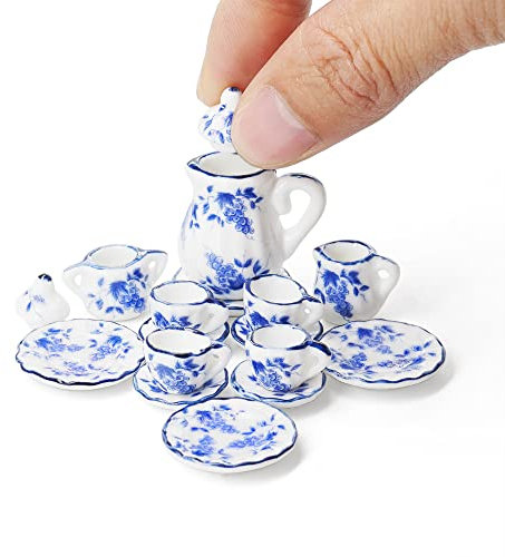 Odoria 1/12 Scale Dolls House Miniature Tea Sets 15Pcs Dollhouse Accessories, Grapes