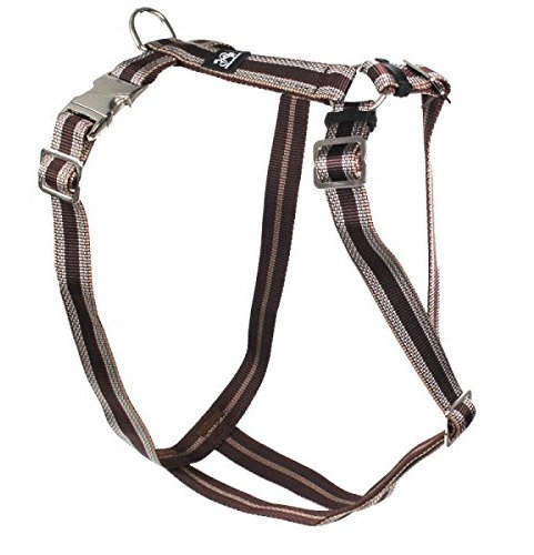 Feltmann Premium Hundegeschirr mit Alu-Max®-Metall-Steckschlössern, Soft-Nylonband braun Muster 35-50 cm, 15 mm