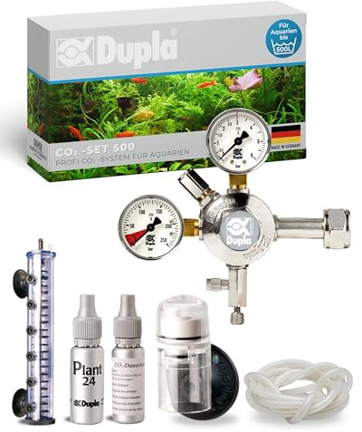 Dupla Profi CO2-Set 500 I Professionelles CO2-System für Aquarien bis 500 l I Präzise CO2-Anlage mit Armatur Pro, Aktiv-Reaktor, Dauertest, Silikonschlauch und Plant 24 Dünger