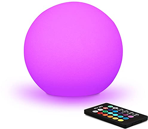 Mr.Go 6-inch RGB Color-Changing LED Globe Orb Light w/Remote, Mood Lamp Kids Night Light, 16 Dimmable Colors & 4 Modes, Battery & AC Adapter Power, Home Bedroom Patio Pool Decorative Lighting