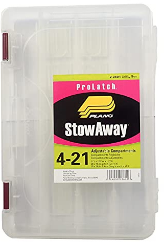 PLANO ProLatch 3600 StowAway- Thin|Fiskredskapslåda, plastlåda, förvaringslåda i plast med löstagbara avdelare, redskapsbricka för crankbaits, softbaits och krokar, annan fiskeutrustning