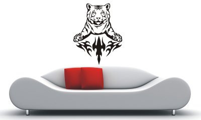 INDIGOS UG - Wandtattoo Wohnzimmer - Wandaufkleber Tiger Feuer Tribal Flammen 120x94 cm - Flieder w975 - Aufkleber Kinderzimmer Schlafzimmer Küche Badezimmer Büro Dekoration