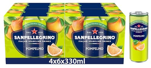 San Pellegrino Italian Sparkling Drinks Tastefully Light Sparkling Grapefruit Canned Soft Drink 24 x 330ml | 70 kCals per Can