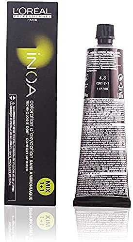 L'Oréal Professionnel INOA Oxidative Coloration Ohne Ammoniak 4,8 mittelbraun mokka, 1er Pack, (1x 60 ml)