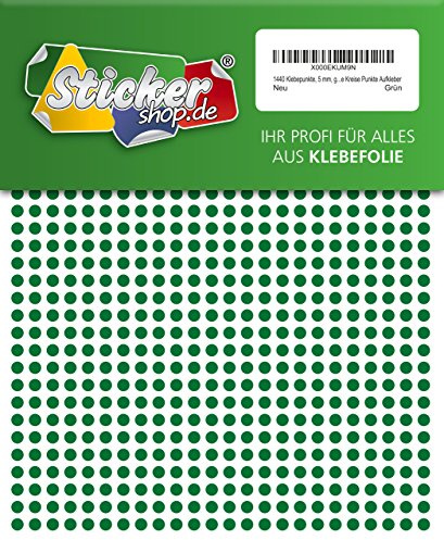 1440 Klebepunkte, 5 mm, grün, aus PVC Folie, wetterfest, Markierungspunkte Kreise Punkte Aufkleber