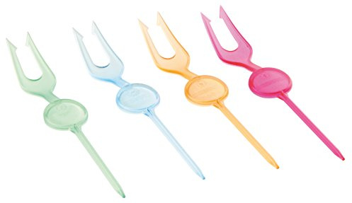 FACKELMANN 50409 Partypicker Gabel 10x1,5cm 40 Stück aus Kunststoff, Blau/Grün/Pink/Orange