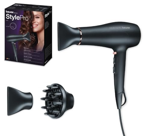 Beurer HC 50 Ionen Haartrockner 2200 Watt, gegen statisches Aufladen, mit Stylingdüse und Volumendiffusor