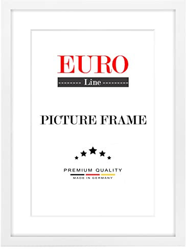 EUROLine Holz Bilderrahmen 70 x 60 cm Weiss Matt mit Antireflex-Acrylglas für | Foto | Poster | Puzzle Rahmen