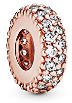 PANDORA Klares funkelndes Zwischenelement in 14 Karat rosévergoldeter Metalllegierung mit Cubic Zirkonia Timeless Collection