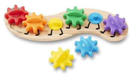 Melissa & Doug Zahnrad-Spielzeug | 7-teilige Raupe | Holz-Lernspielzeug mit Zahnrädern | Motorikspielzeug | Für Kinder ab 18 Monaten