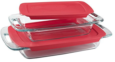 Pyrex 4-piece Glass Bakeware Set, Red
