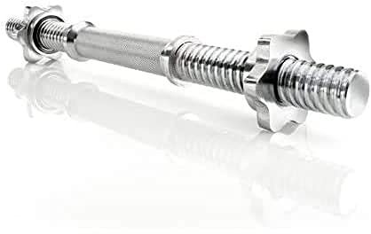 POWER-XTREME KH-G-L Kurzhantelstange 42cm I Dumbbell Handle I Kurzhantel mit Gewinde I 30mm Durchmesser I Kreuzrändelung I Hochglanzverchromt I Sternverschlüsse