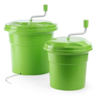 HENDI Salatschleuder, Salattrockner, inklusief Wasserablaufschlauch, Inner Schleuderkorb entnehmbar, Geschirrspülmaschinegeeignet, 12L, ø335x(H)430mm, Polyamide, Polypropylen