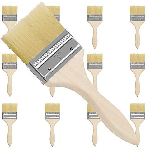 Kurtzy Set Pennelli Pittura Professionali da 21 cm (12pz) - Testa da 76,2mm - Set Pennello Pittura con Manico Legno per Pittura a Trucioli, Silicone, Gesso, Colorazione e Colle - Pennelli Pittura Muri