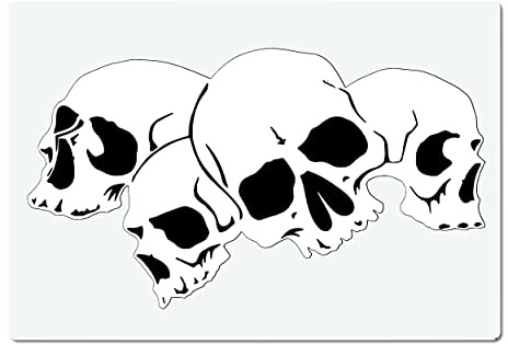Herterich Products Airbrush Stencil Skull Skulls Skull Pile | Graffiti & Tattoo Stencil | Riutilizzabile e resistente ai solventi | Mylar 0,1-0,2 cm | Per spray, acrilico e aerografo