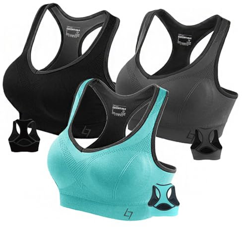 FITTIN Racerback Sports Bra for Women- Padded Seamless Activewear Bras for Yoga Gym Workout Fitness 3 Packs