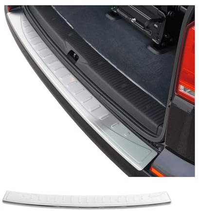 Protection Seuil de Pare-Chocs arrière - Compatible avec VW Transporter T6 2015-2022 Einzeltür - Couverture de Seuil de Coffre - Bande Seuil de Chargement - Style élégant - en Acier INOX Chromé Brossé