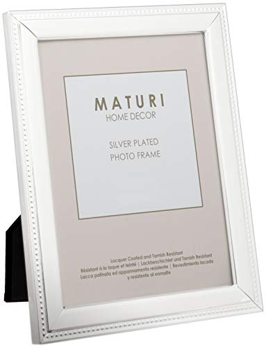 Maturi Marco de Fotos Chapado en Plata - Acabado Borde de Cuentas 20 x 25 cm
